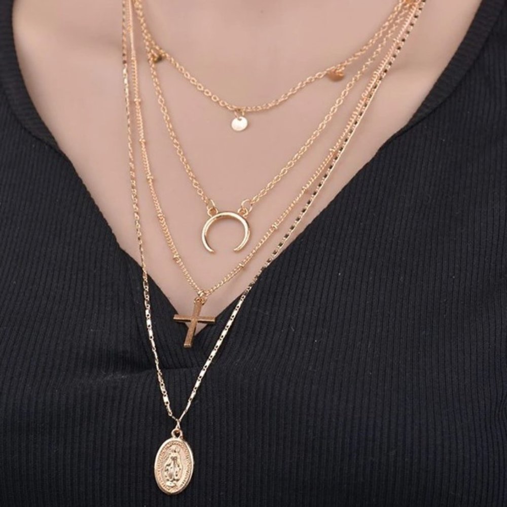 Moon Layered Necklace - Picture 2 of 3